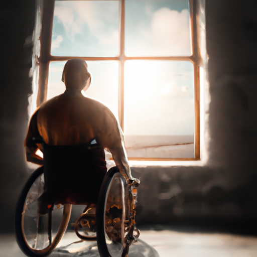 תמונה של אדם בכיסא גלגלים מביט מבעד לחלון